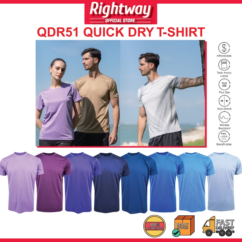 RIGHTWAY Quick Dry Round Neck Best Selling Unisex Microfiber Plain Jersey Sport Sportwear Training T-Shirt QDR51 Group C