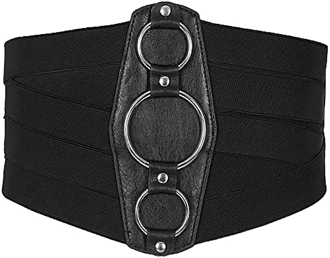 Moessa Women&#039;s 7 Inch Wide Lattice Corset Waspie Elastic Waist Belt