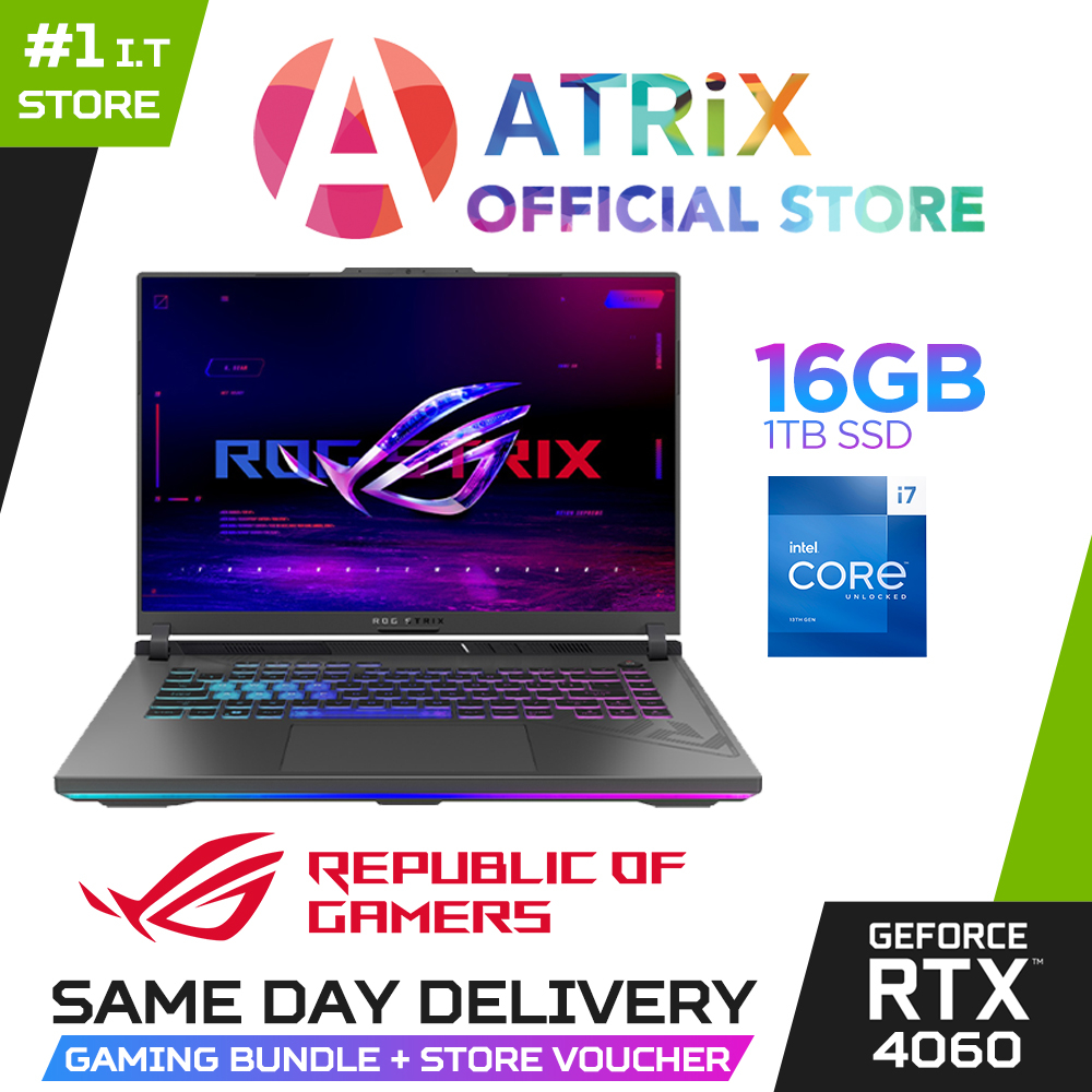 【Same Day Delivery】ROG Strix G16 G614JV-N3066W | 16.0&quot; FHD+ | i7-13650HX | RTX 4060 | 16GB DDR5 | 1TB SSD |