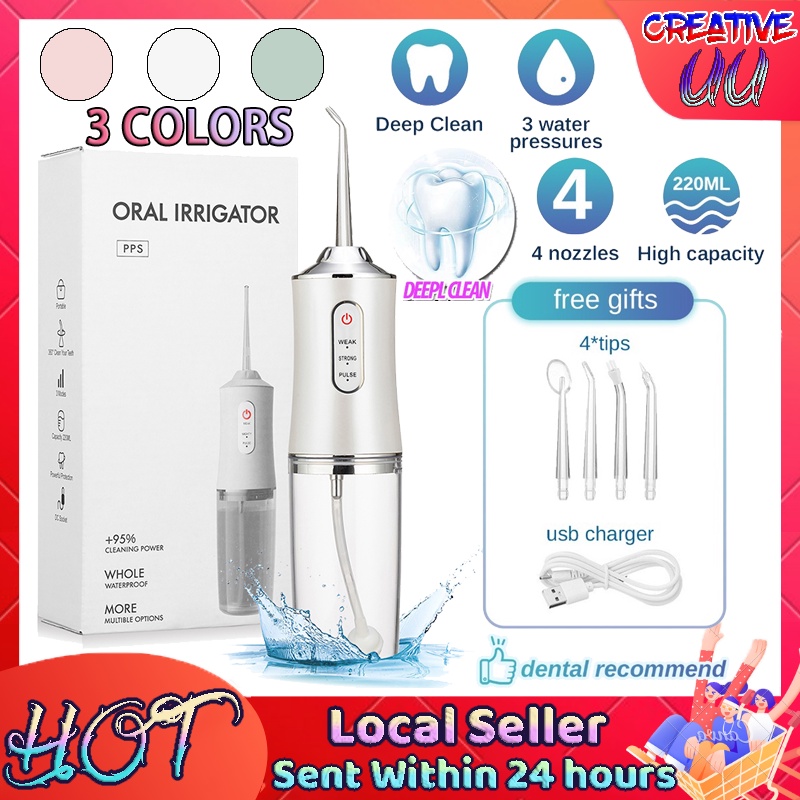 ?【SG Ready Stock】?Oral irrigator Water floss Electric Tooth cleaning Healthy Oral care USB recharge Portable 3 Modes 衝牙器
