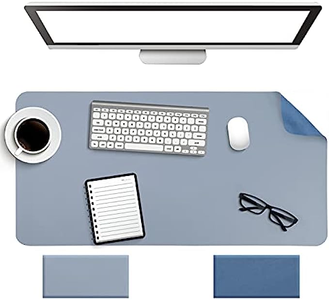Non-Slip Desk Pad,Mouse Pad,Waterproof PVC Leather Desk Table Protector,Ultra Thin Large Desk Blotter, Easy Clean Laptop Desk Writing Mat for Office Work/Home/Decor(Blue, 31.5&quot; x 15.7&quot;)